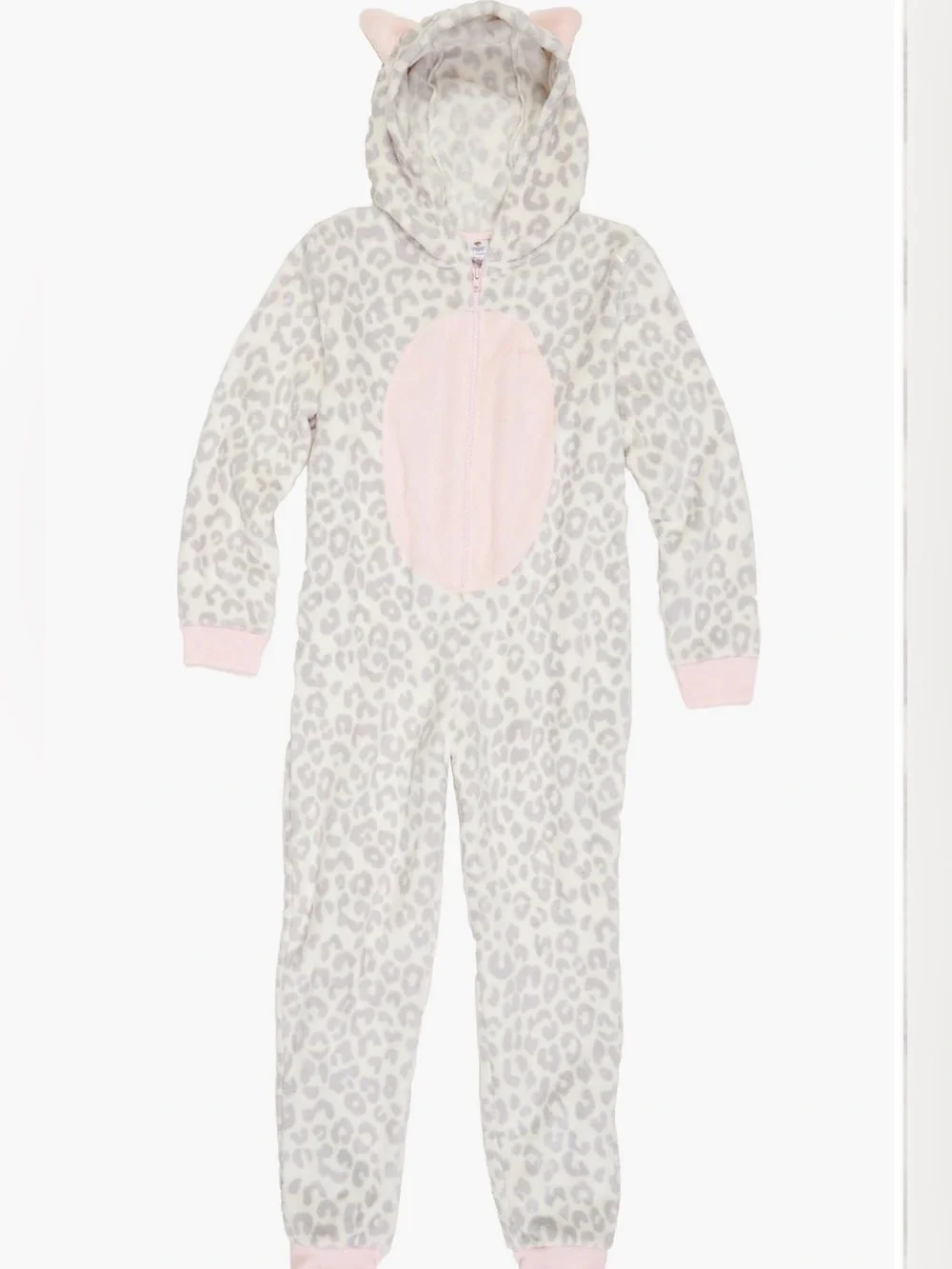 Nordstrom Tucker + Tate Cream and Pink Leopard Hooded Onesie Pajama